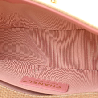 Chanel Raffia Chevron Quilted Small Boy Flap Beige Pink 5 of 12