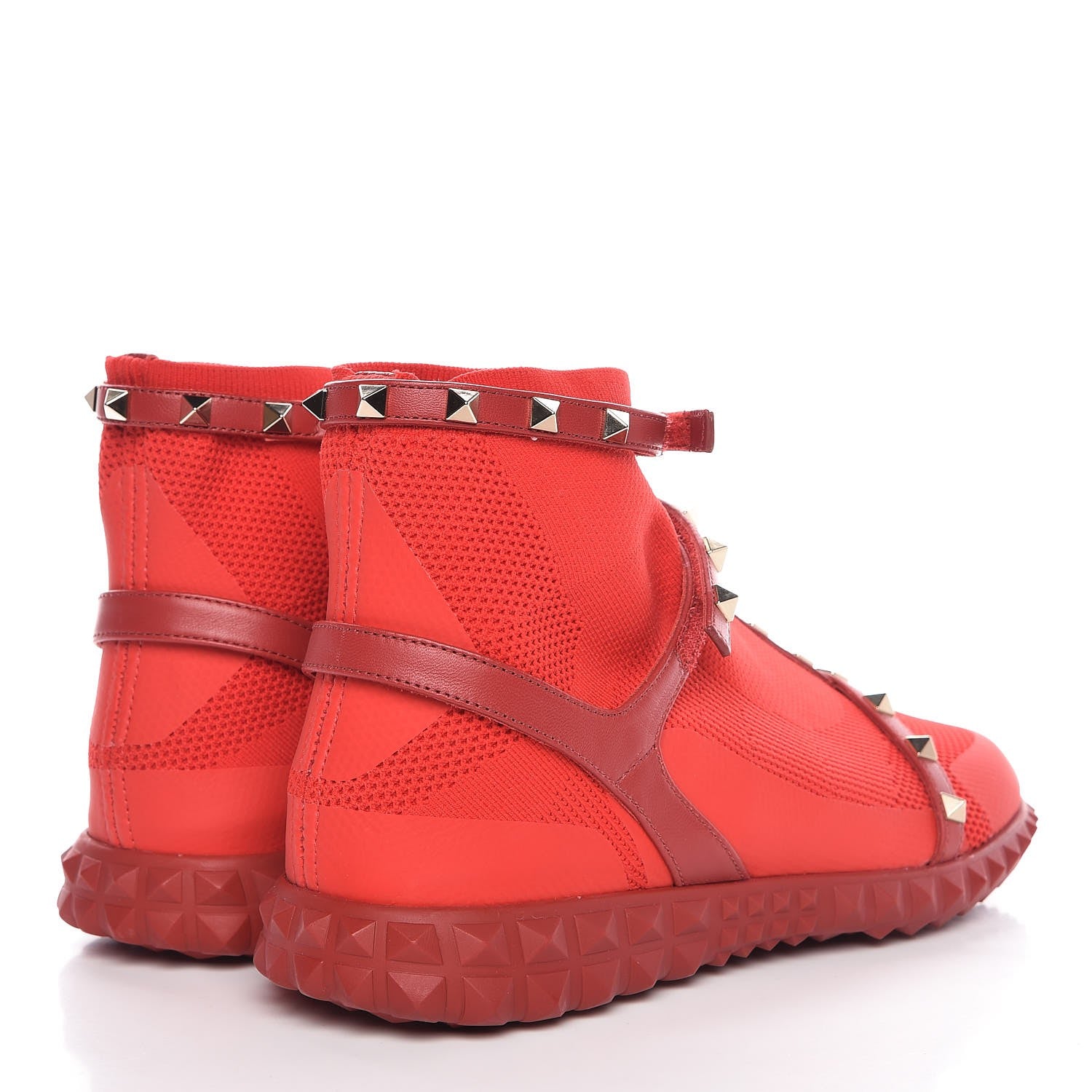 Valentino Garavani Body Tech Knit Rockstud Sock High Top Sneakers 40 Rosso 4 of 10