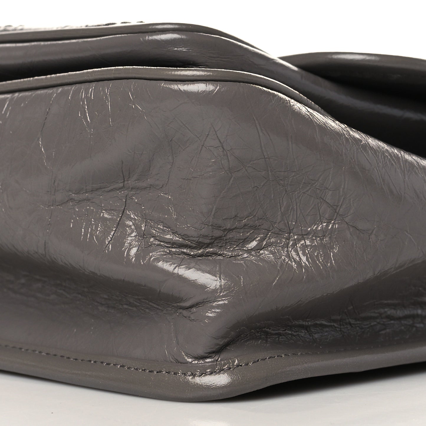 Crinkled Calfskin Matelasse Monogram Medium Niki Chain Satchel Fog