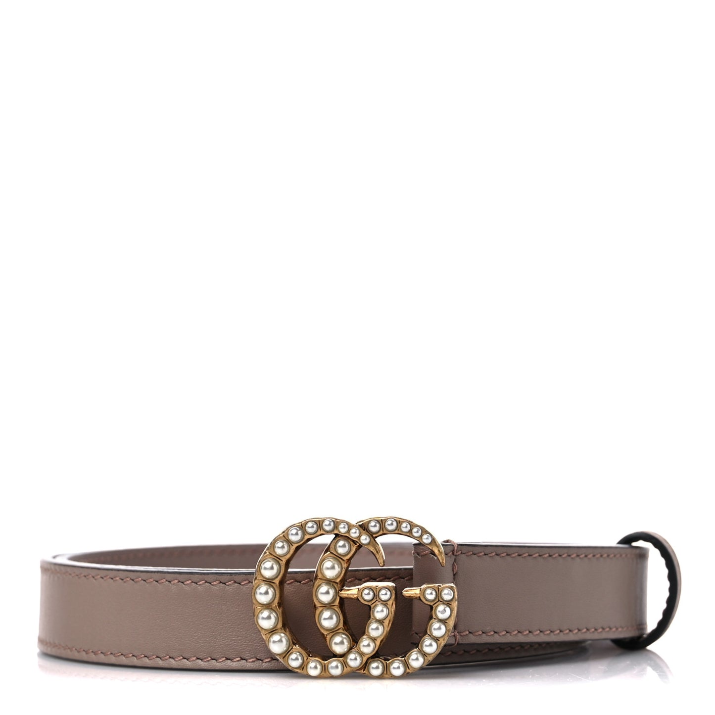 Moon Calfskin Pearl Double G 20mm Belt 80 32 Porcelain Rose
