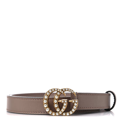 Gucci Moon Calfskin Pearl Double G 20mm Belt 80 32 Porcelain Rose 1 of 7