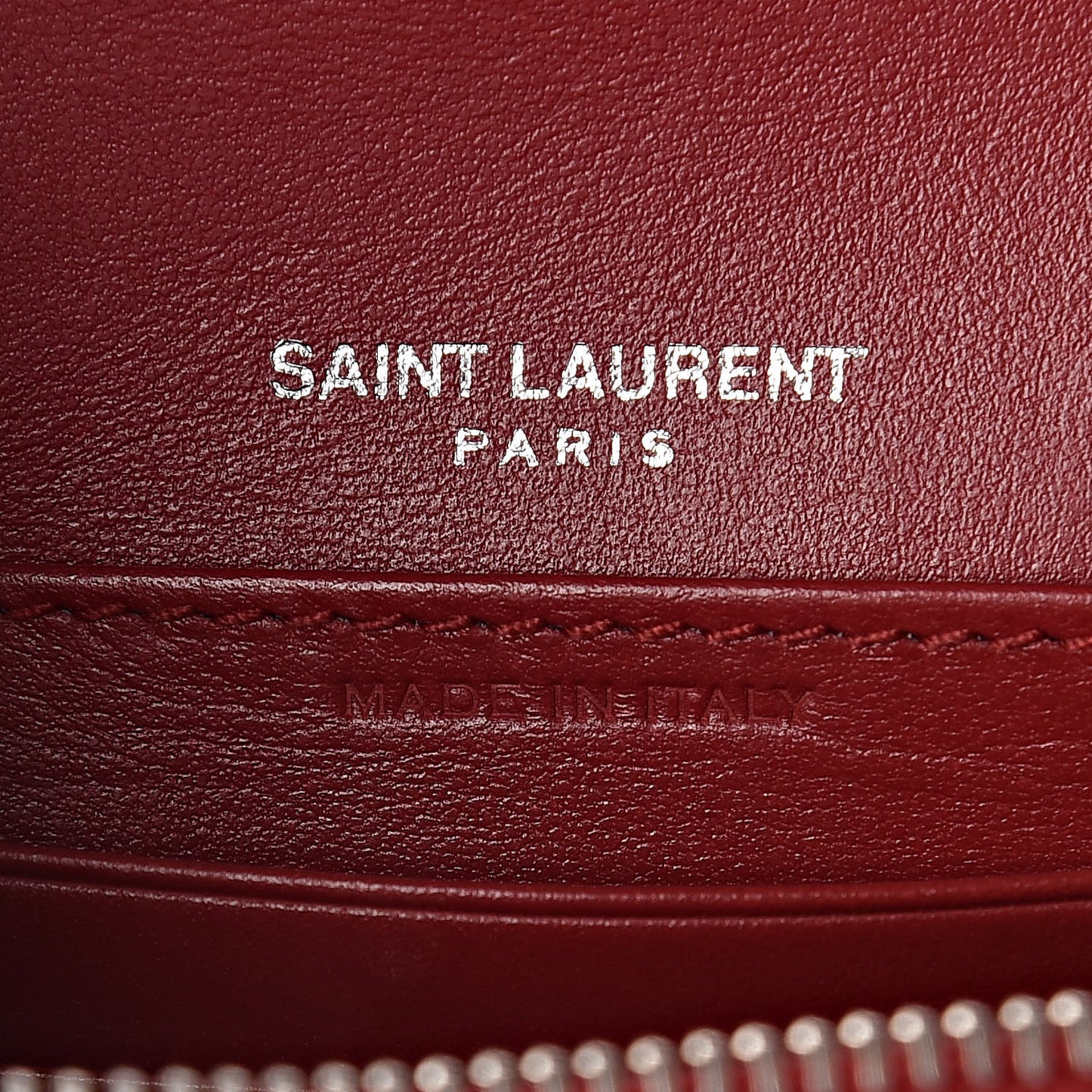 Calfskin Crocodile Embossed Monogram Sunset Chain Wallet New Lipstick Red