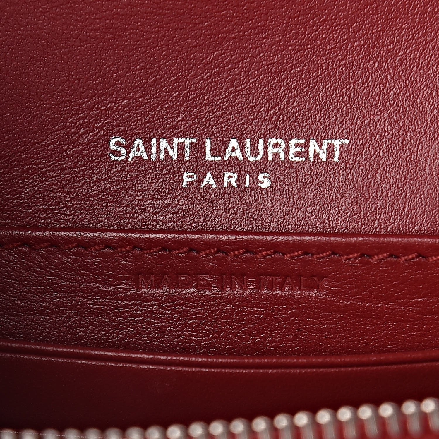 Saint Laurent Calfskin Crocodile Embossed Monogram Sunset Chain Wallet New Lipstick Red 6 of 9