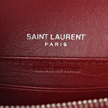Saint Laurent Calfskin Crocodile Embossed Monogram Sunset Chain Wallet New Lipstick Red 6 of 9
