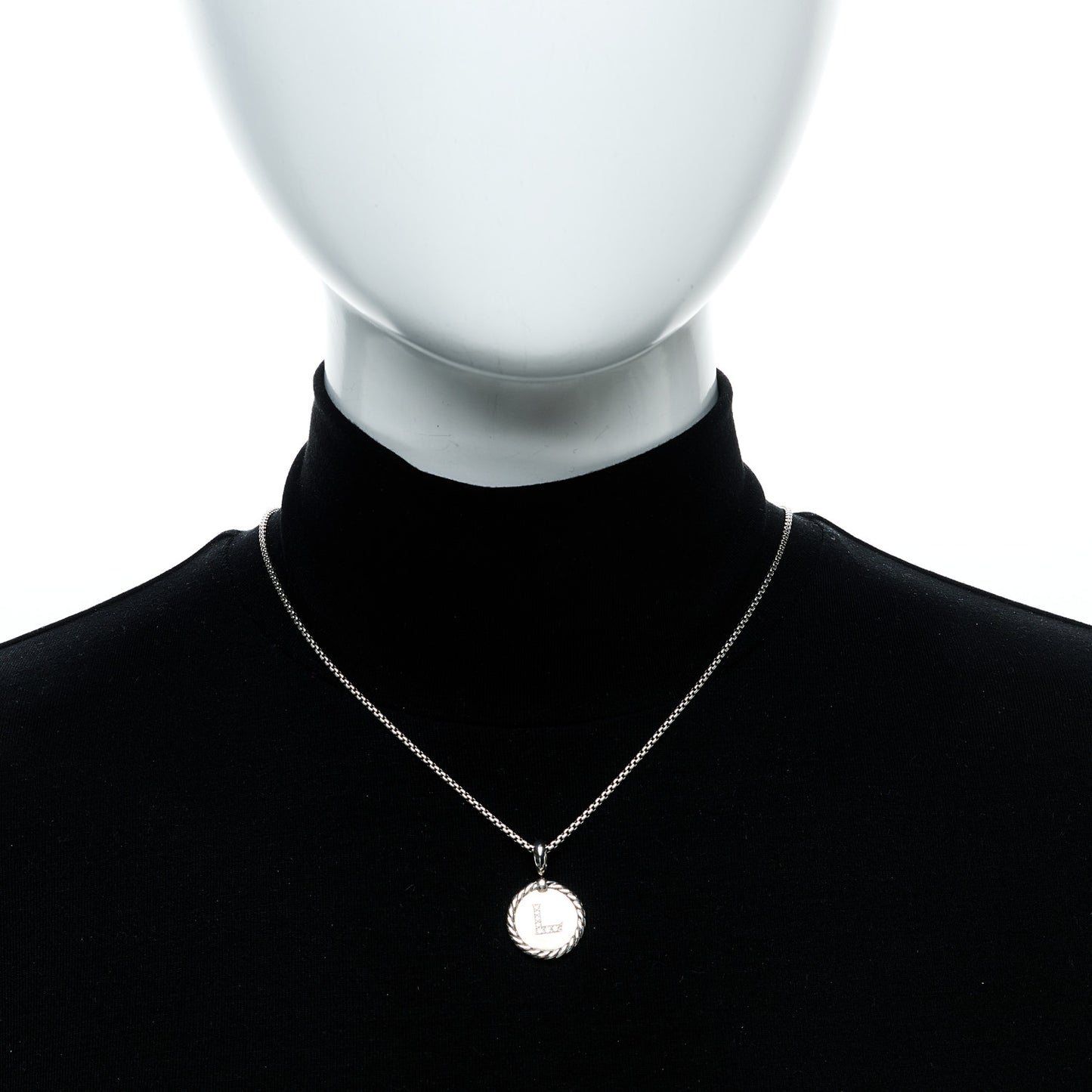 Sterling Silver Diamond Initial L Charm Necklace