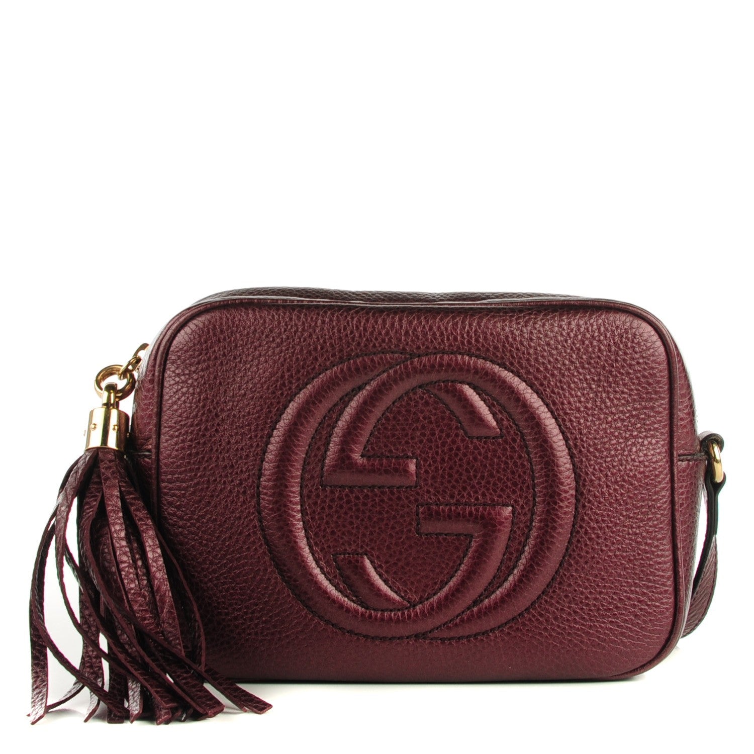 Gucci Metallic Pebbled Calfskin Small Soho Disco Bag Burgundy 1 of 7