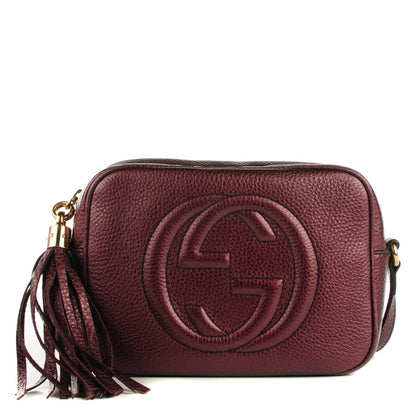 Gucci Metallic Pebbled Calfskin Small Soho Disco Bag Burgundy 1 of 7