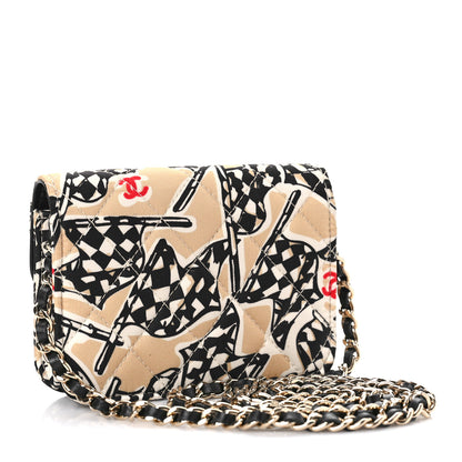 Chanel Canvas Check Flag Printed CC Clutch With Chain Beige Multicolor 3 of 10