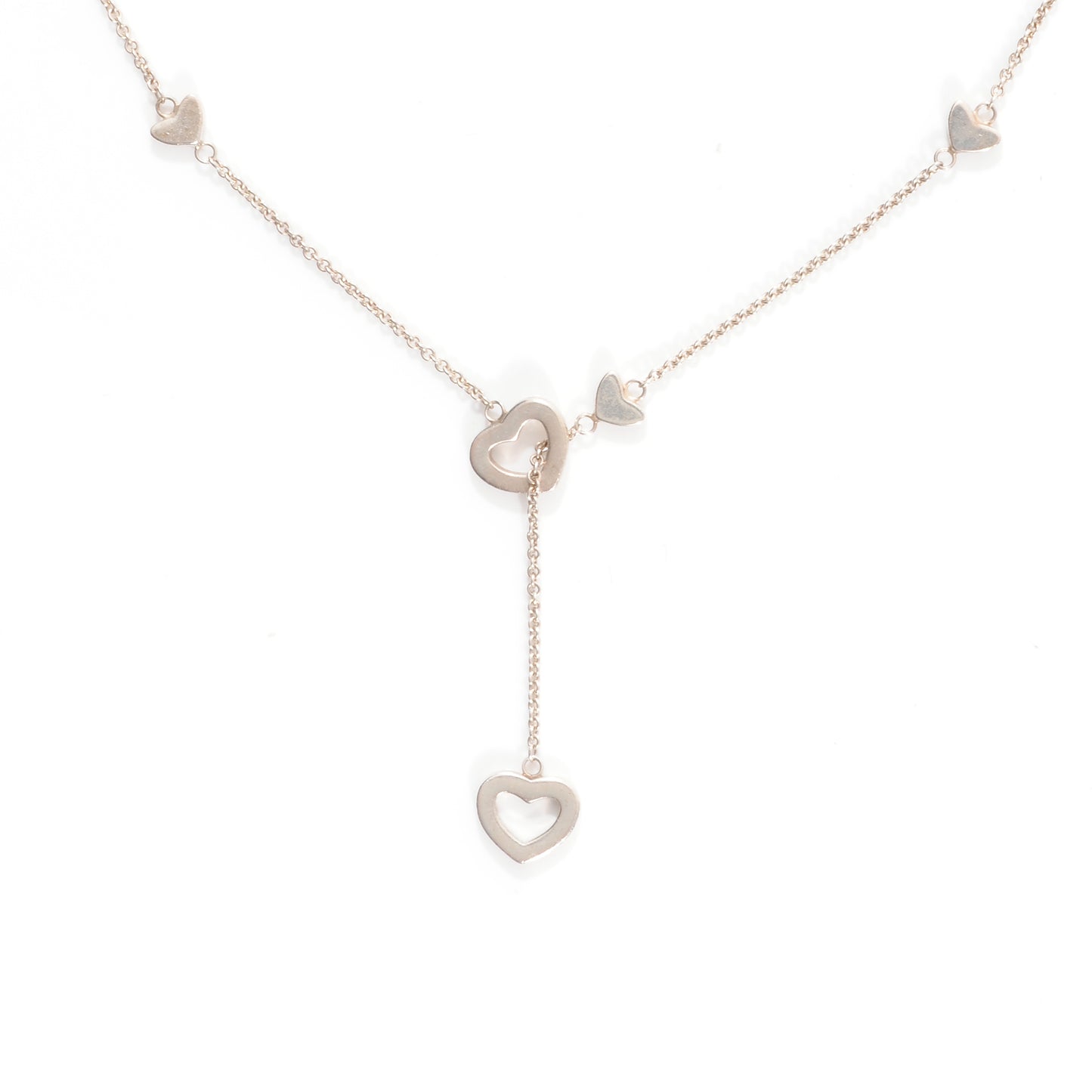 Sterling Silver Heart Lariat Necklace