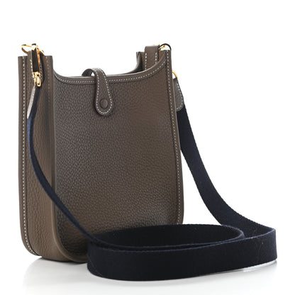 Hermes Taurillon Clemence Amazone Evelyne TPM Etoupe Bleu Indigo 3 of 10