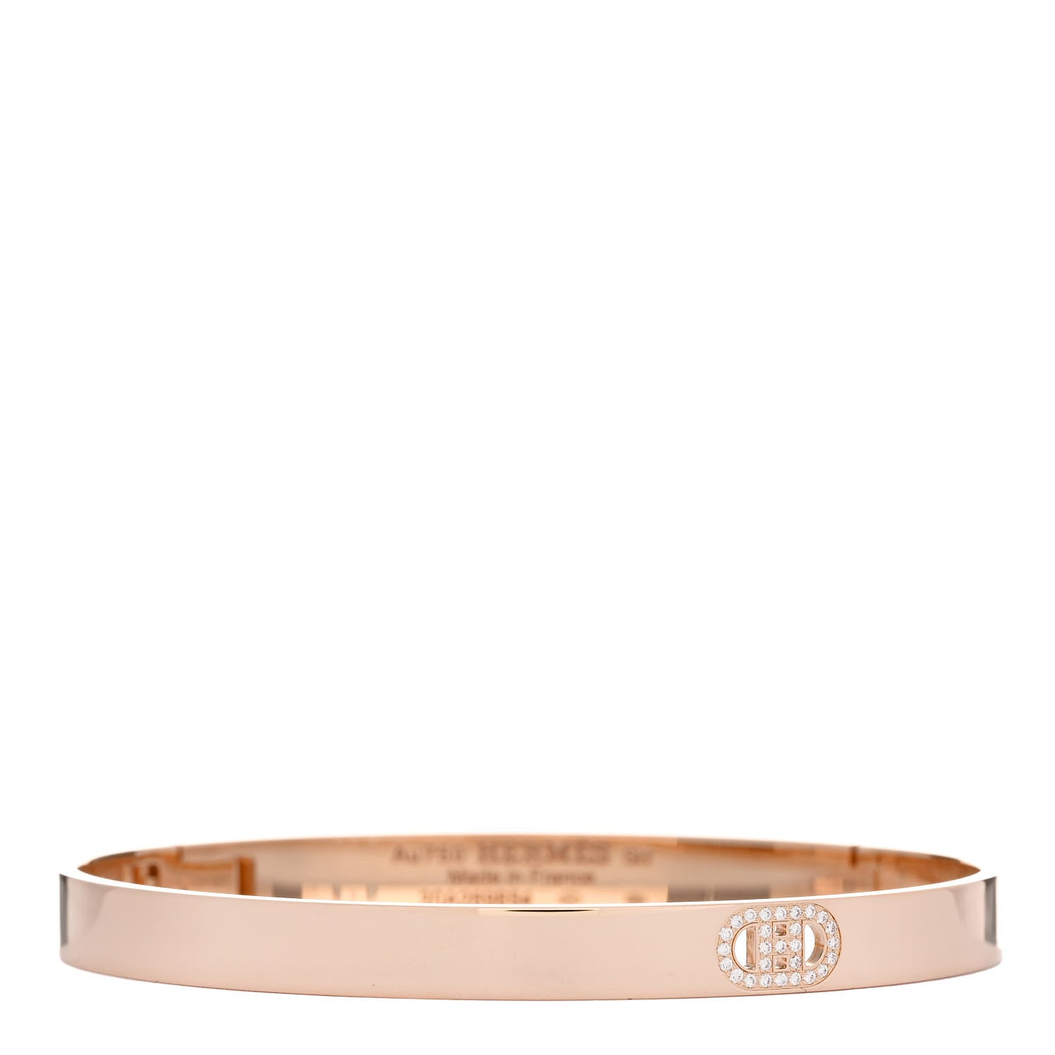 Hermes 18K Rose Gold Diamond PM H D'Ancre Bracelet SH 1 of 3