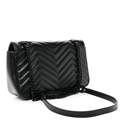 Gucci Calfskin Matelasse Monochrome Small GG Marmont Shoulder Bag Black 3 of 10