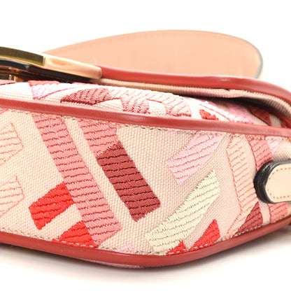Fendi Canvas Vitello King Seta FF Embroidered Mini Baguette Rosa Quarzo Bloody Mary Multicolor 9 of 9