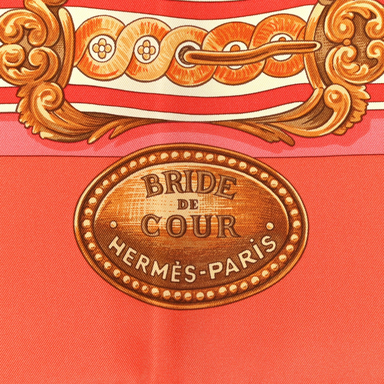 Hermes Silk Bride De Cour Remix Scarf 90 Orange Vanille Rouge 2 of 5