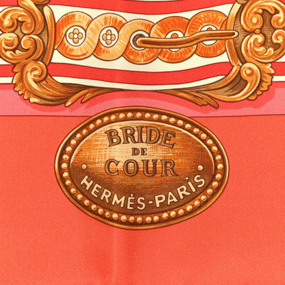 Hermes Silk Bride De Cour Remix Scarf 90 Orange Vanille Rouge 2 of 5