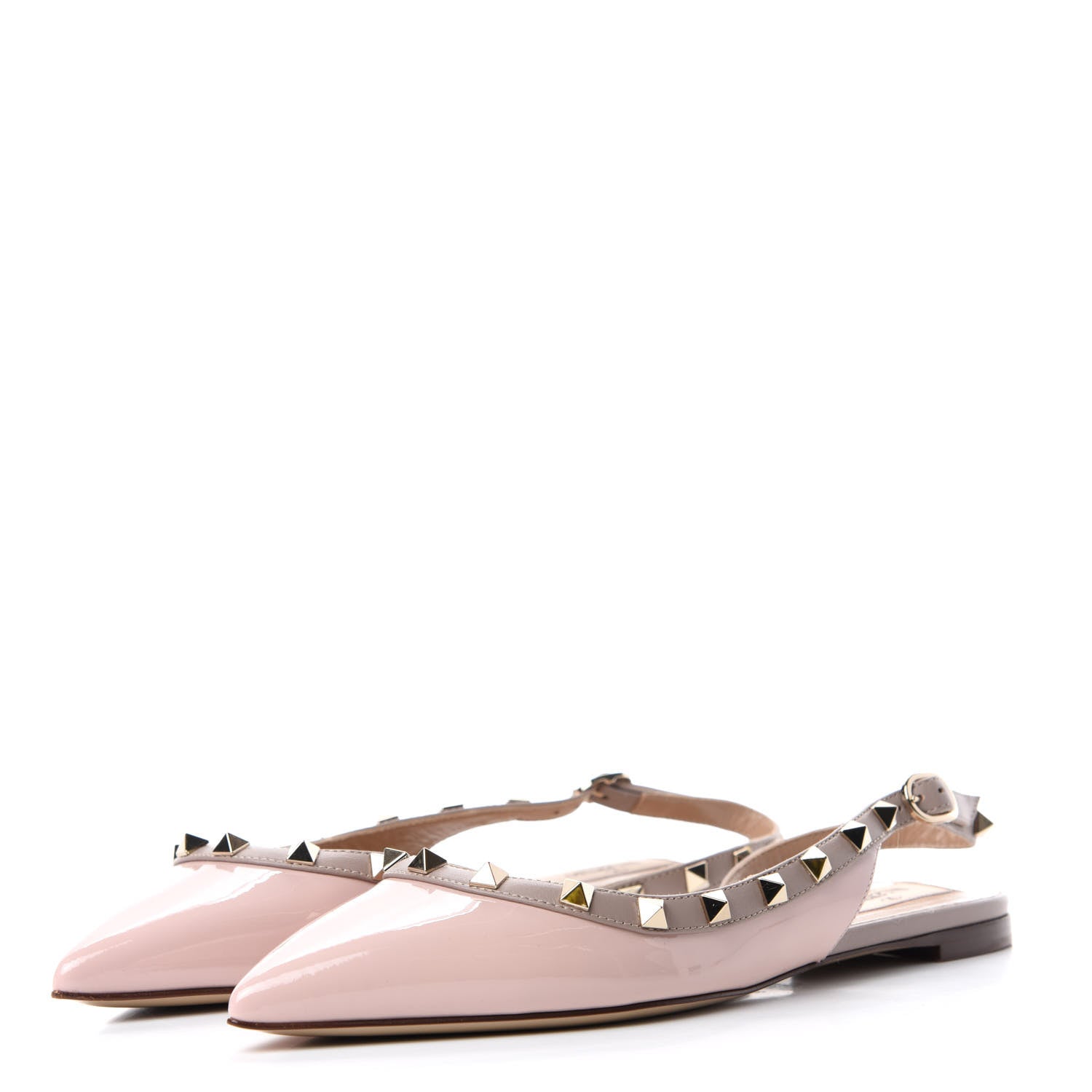 Valentino Garavani Patent Rockstud Slingback Flats 37.5 Water Rose Poudre 3 of 11