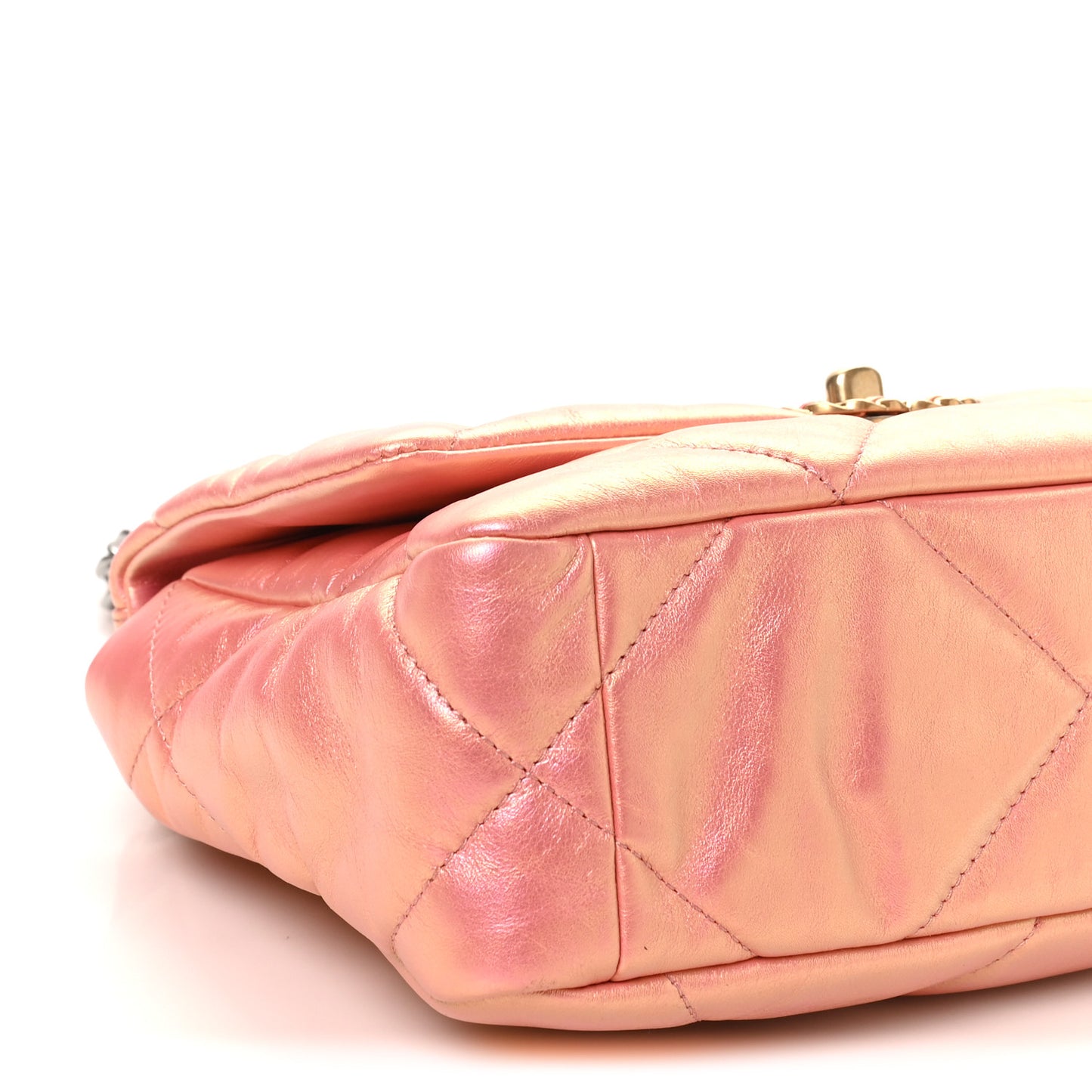 Iridescent Calfskin Quilted Medium Chanel 19 Flap Pink