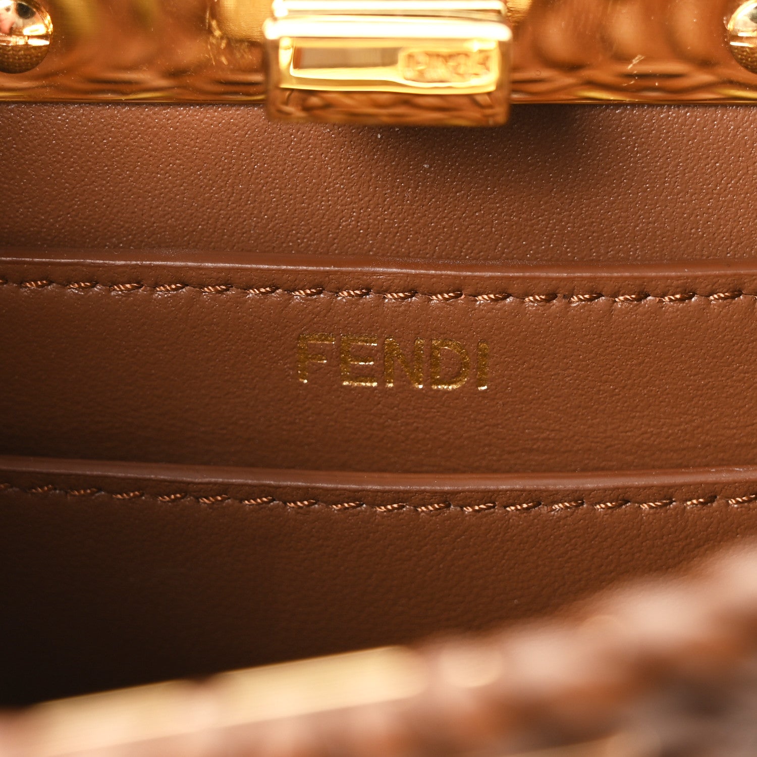 Fendi Vitello King Shiny Nappa Intreccio Petite Peekaboo I SEE U Satchel Gianduia 6 of 11