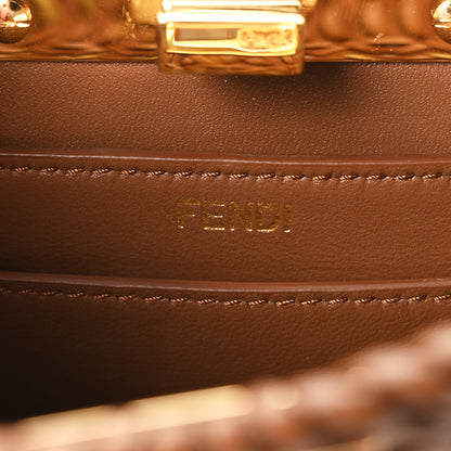 Fendi Vitello King Shiny Nappa Intreccio Petite Peekaboo I SEE U Satchel Gianduia 6 of 11