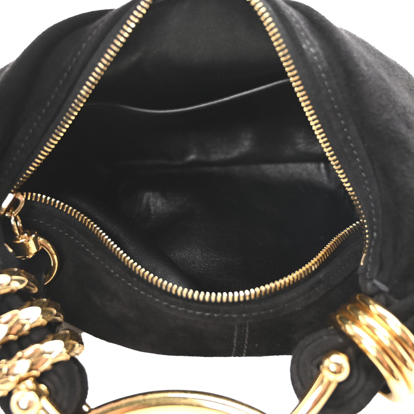 Suede Calfskin Small Snake Bracelet Hobo Bag Black