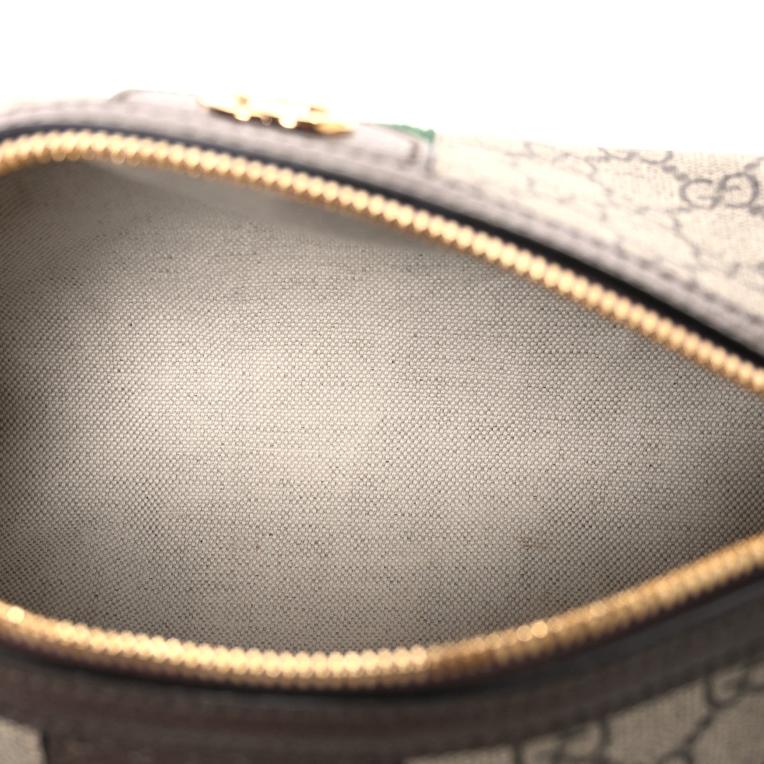 Gucci GG Supreme Monogram Textured Dollar Calfskin Web Small Ophidia Blondie Barrel shoulder Bag Beige New Acero 5 of 10