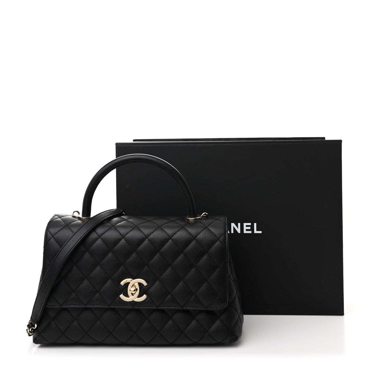 Caviar Quilted Small Coco Handle Flap Black