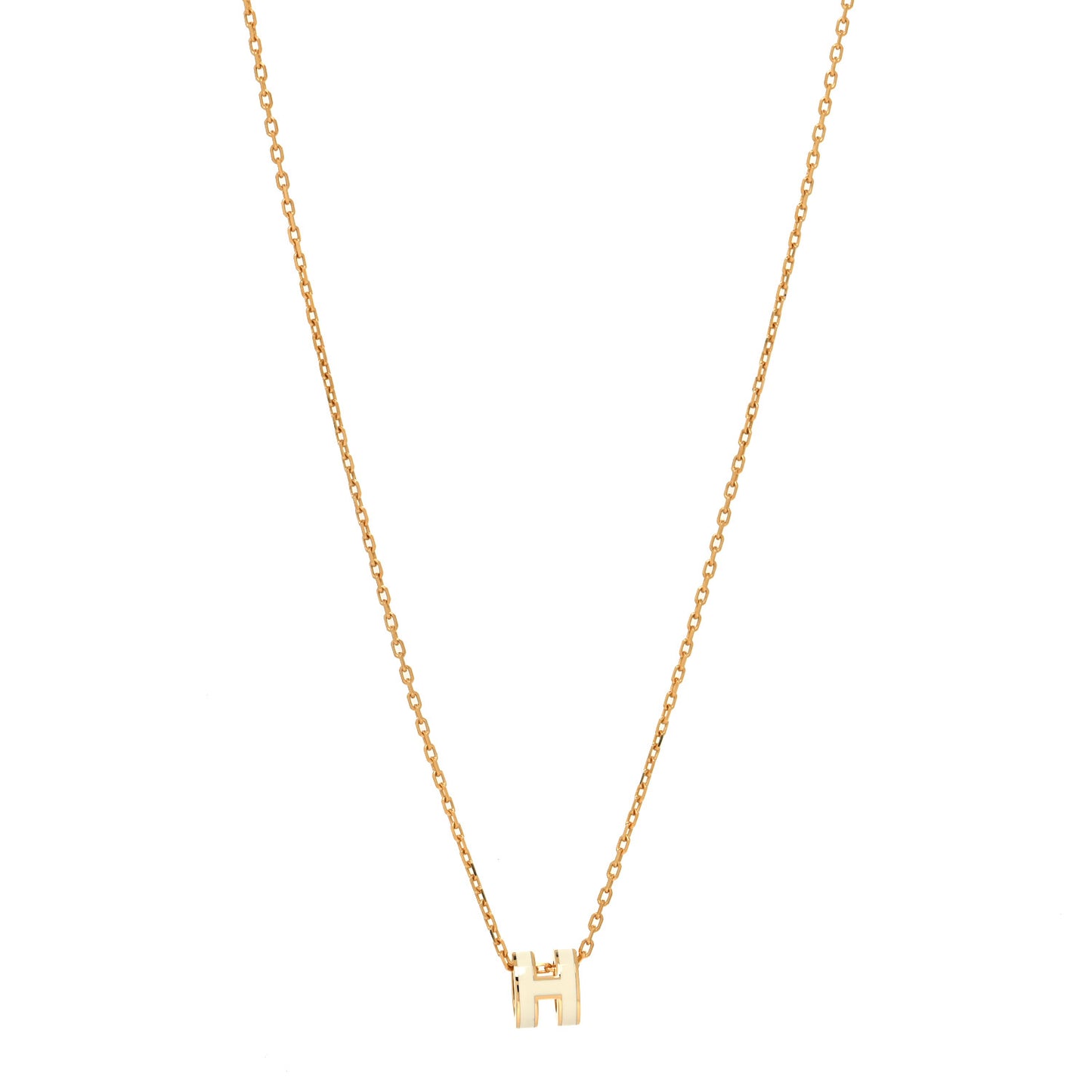 Lacquered Gold Mini Pop H Pendant Necklace White