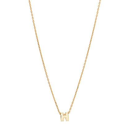 Hermes Lacquered Gold Mini Pop H Pendant Necklace White 2 of 5