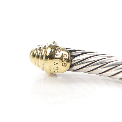 David Yurman Sterling Silver 18K Yellow Gold Diamond 4mm Cable Classics Bracelet 4 of 5