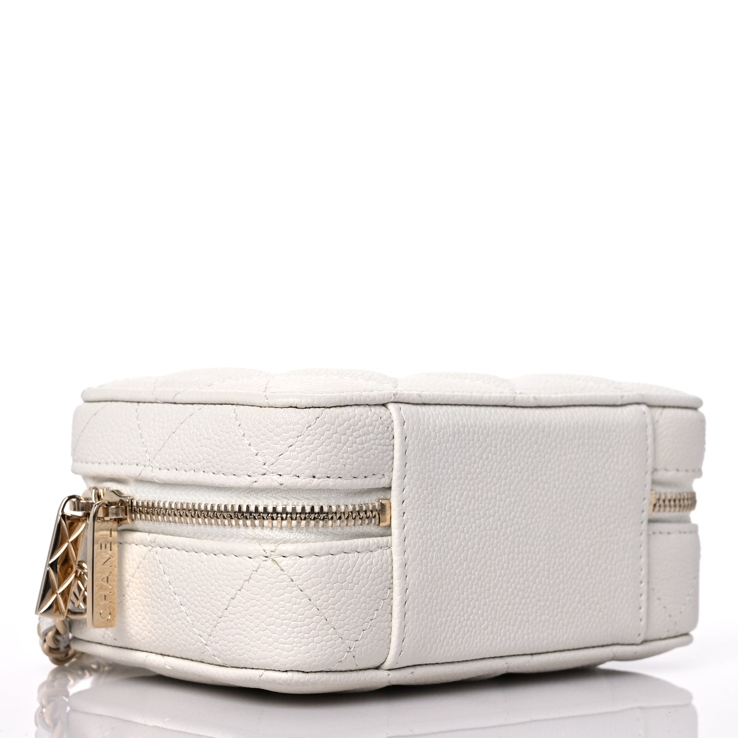 Caviar Quilted Small Top Handle Vanity Case White