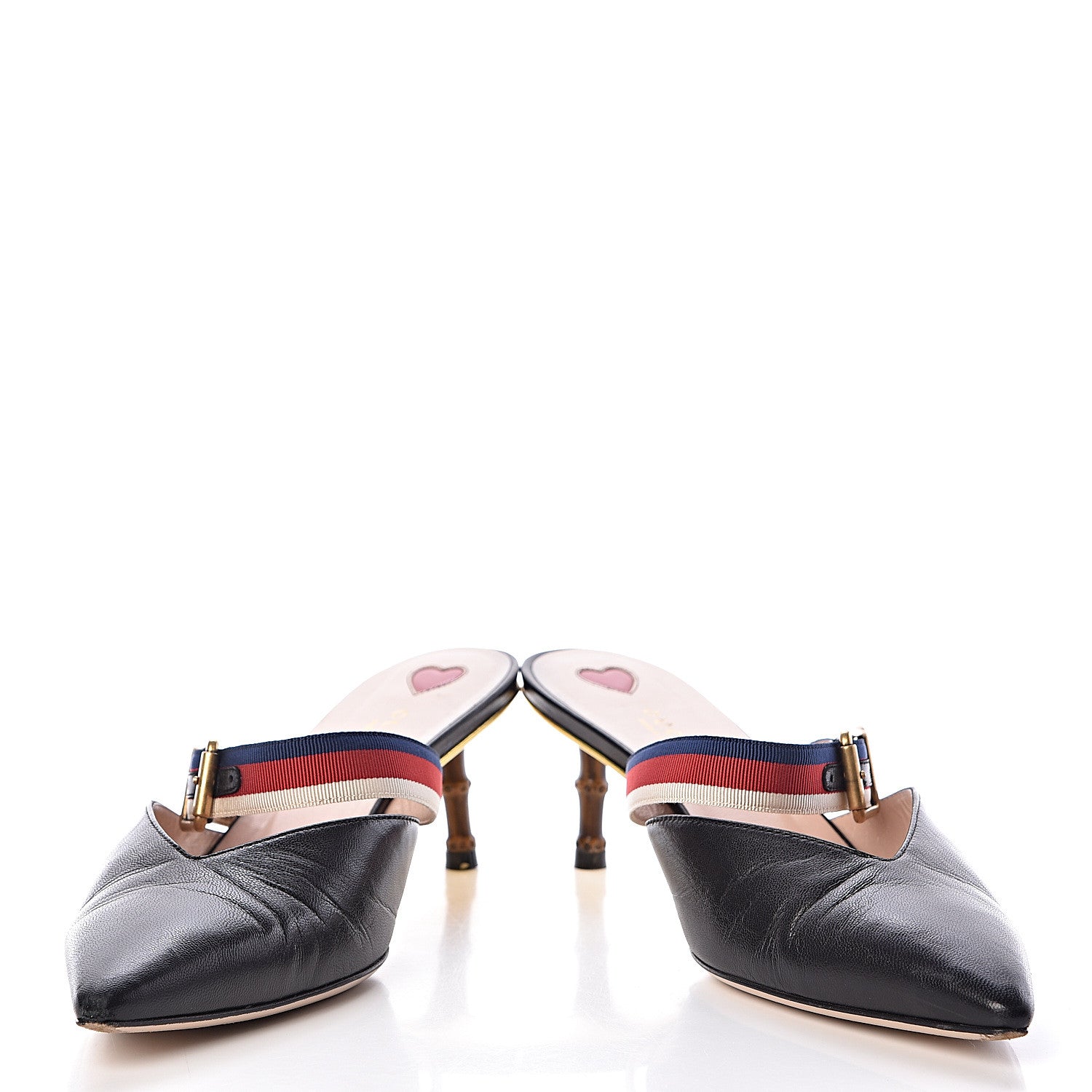 Gucci Malaga Kid Sylvie Web Bamboo Low Heel Mules 40 Black 5 of 14