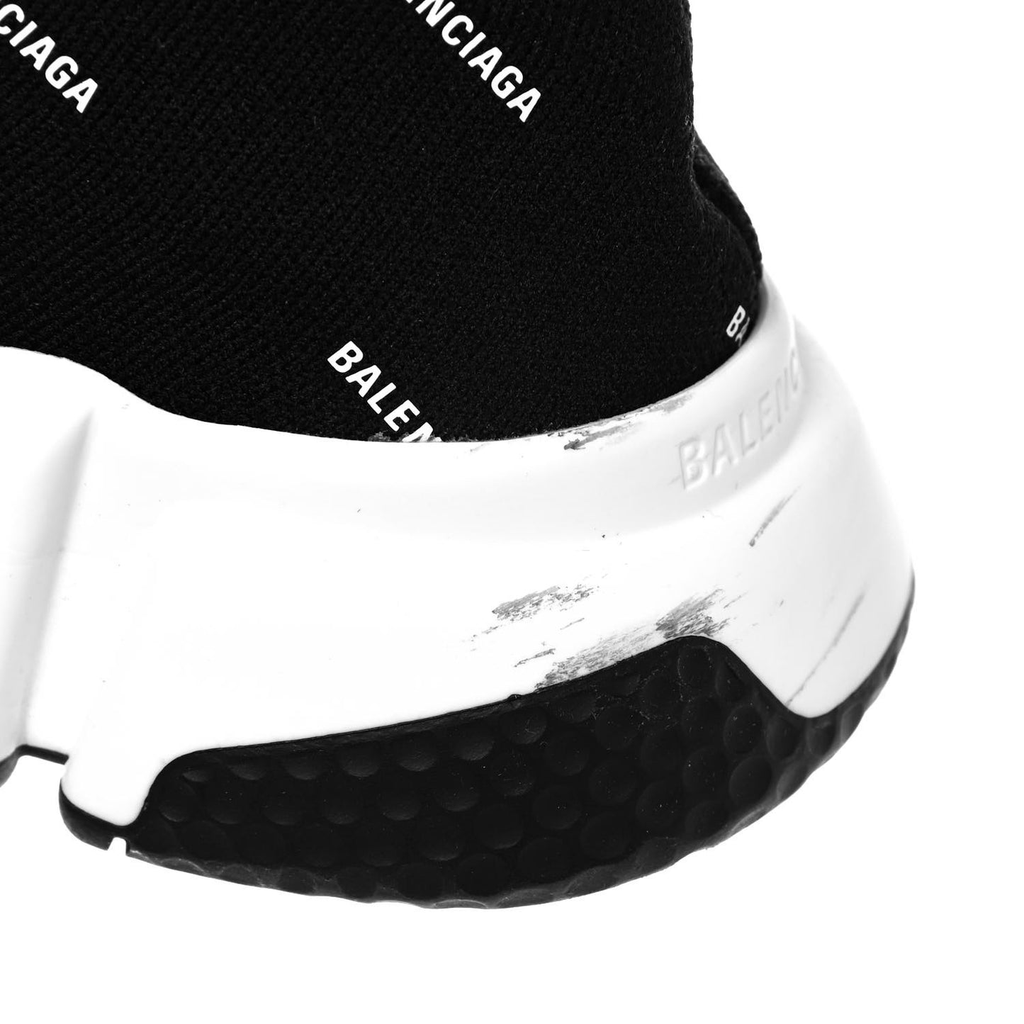 Neoprene Knit Allover Logo Bi-Color Sole Womens Speed Sneakers 39 Black White