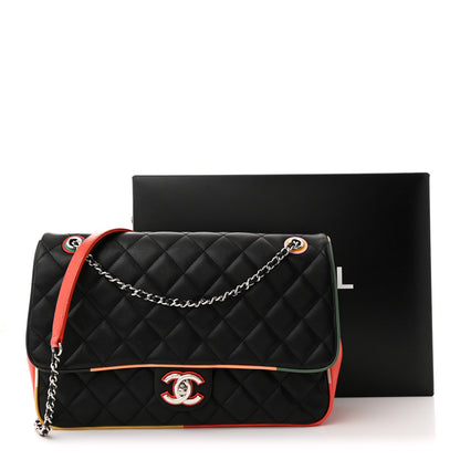 Chanel Lambskin Quilted Jumbo Cuba Color Flap Black 13 of 13