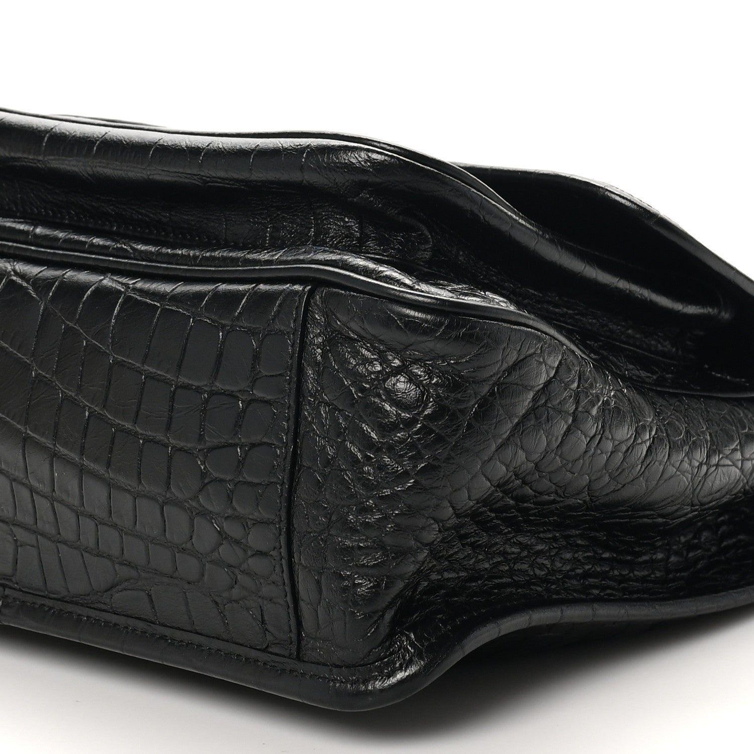 Saint Laurent Crocodile Embossed Lambskin Monogram Medium Niki Chain Satchel Black 10 of 10