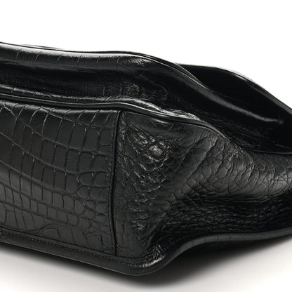 Saint Laurent Crocodile Embossed Lambskin Monogram Medium Niki Chain Satchel Black 10 of 10