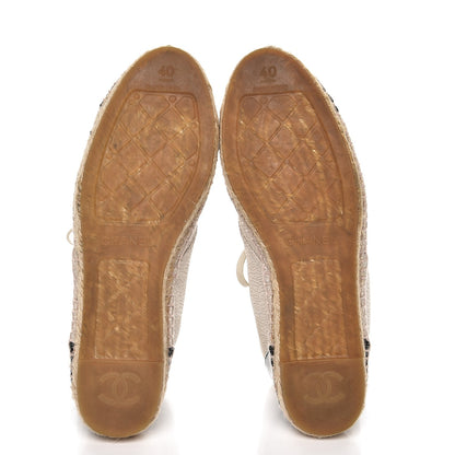 Chanel Crackled Calfskin High Top Espadrilles 40 Light Beige Black 5 of 12