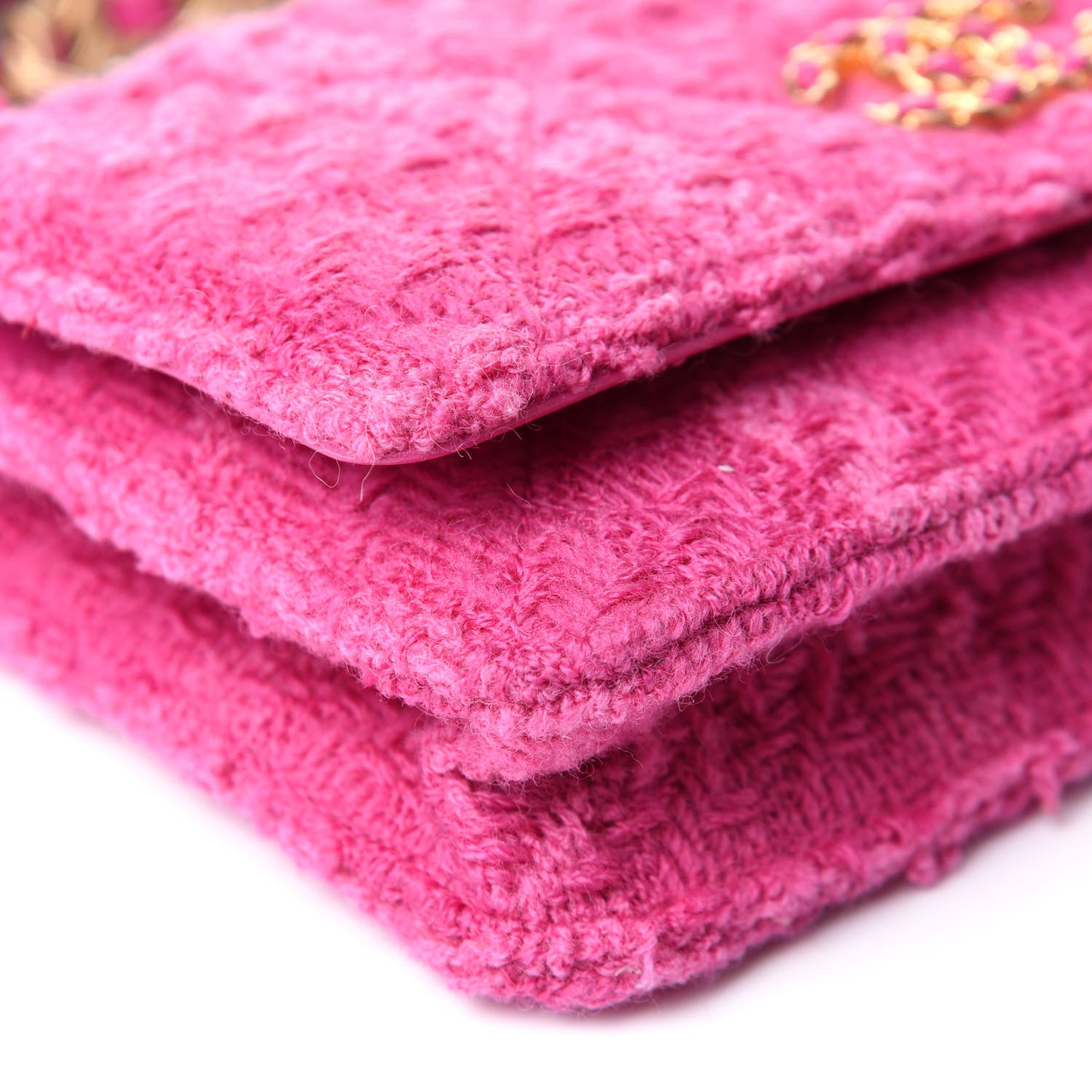Chanel Wool Tweed Lambskin Quilted Chanel 19 Wallet On Chain WOC and Coin Purse Fuchsia 9 of 13