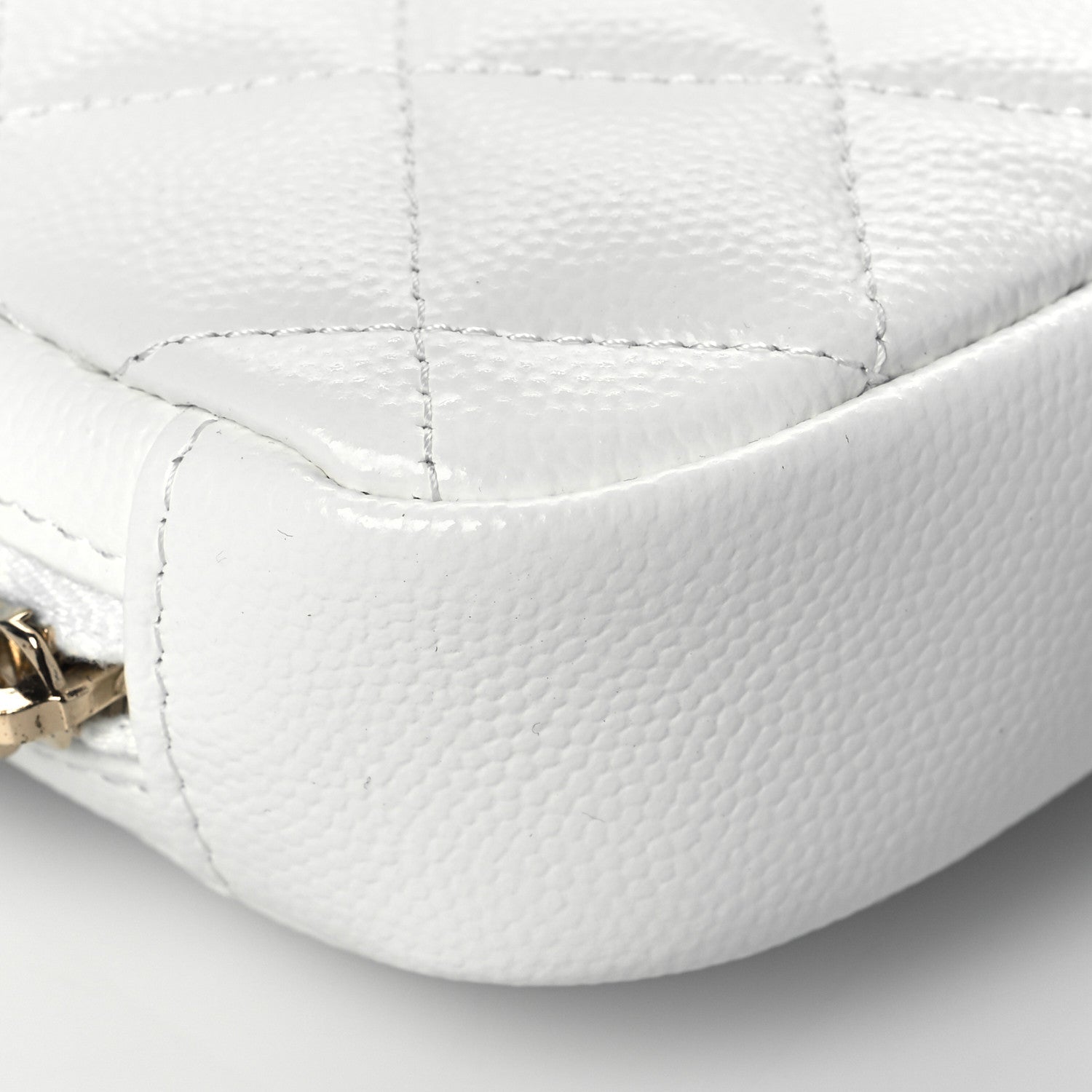 Chanel Caviar Quilted Small Curvy Pouch Cosmetic Case White 9 of 11