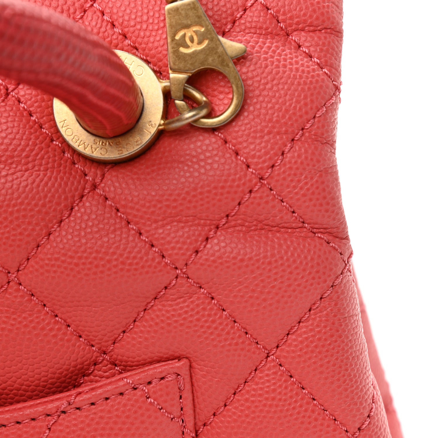 Chanel Caviar Lizard Embossed Quilted Mini Coco Handle Flap Pink 12 of 15