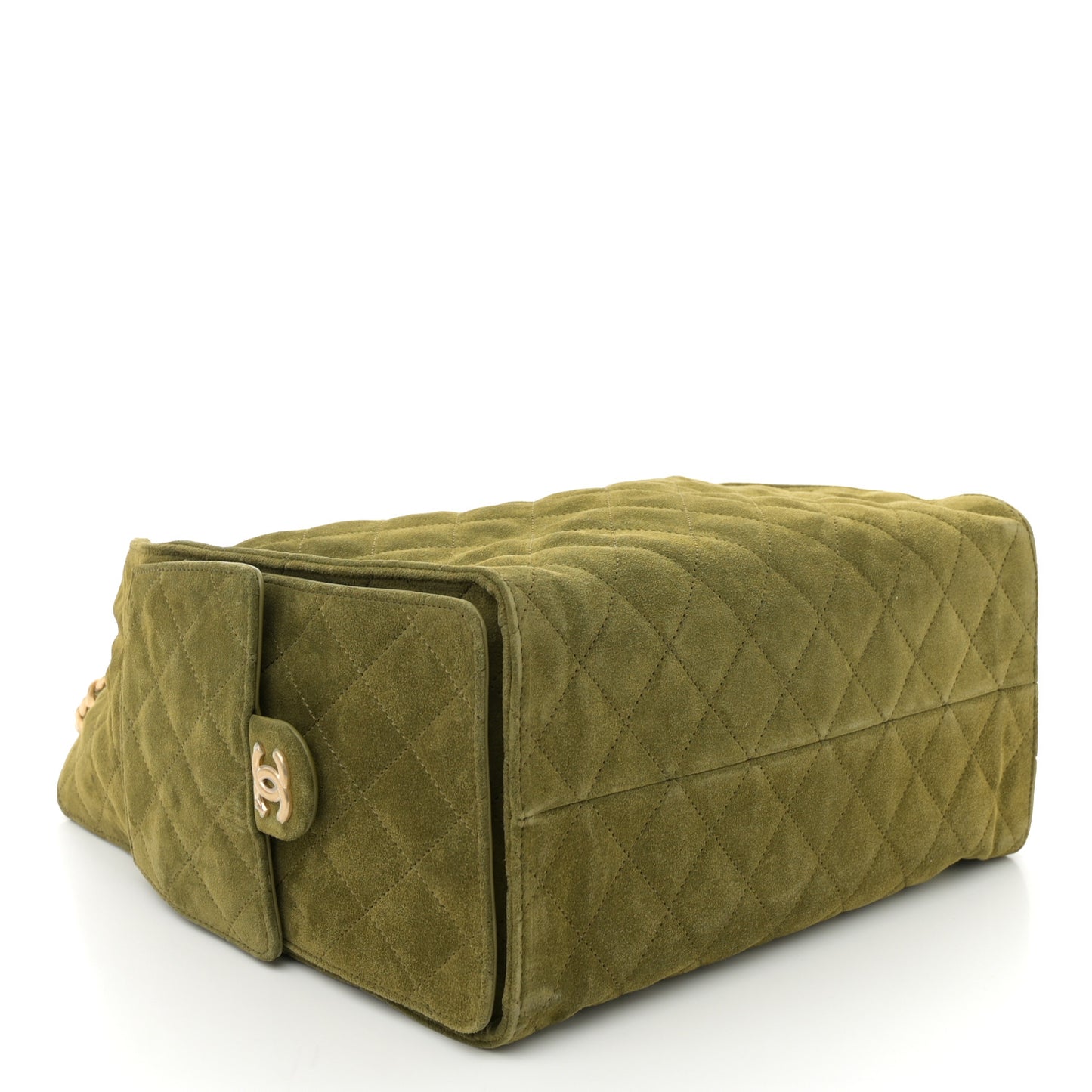Suede Quilted Medium Chanel 25 Handbag Khaki
