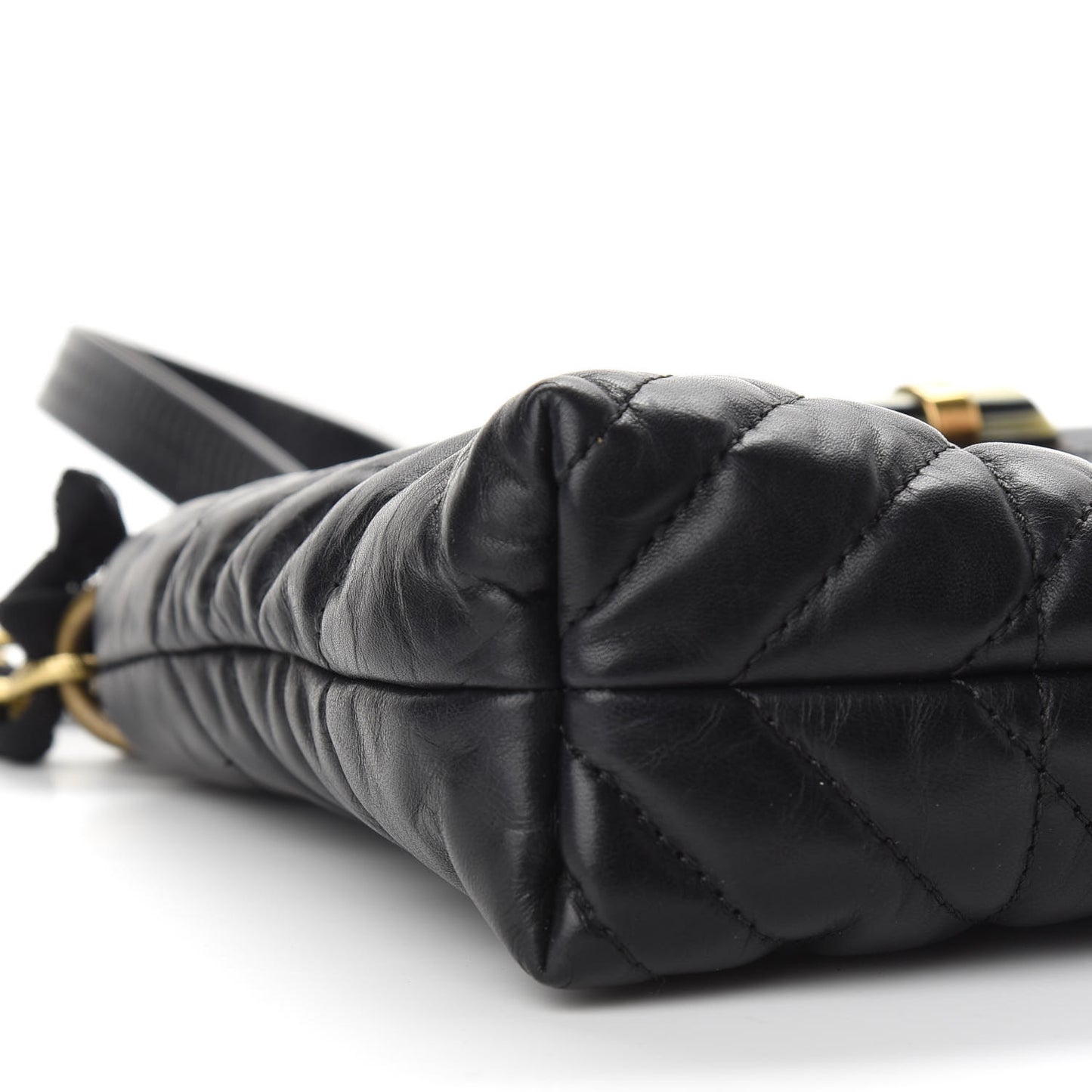 Lambskin Quilted Small Happy Shoulder Bag Black