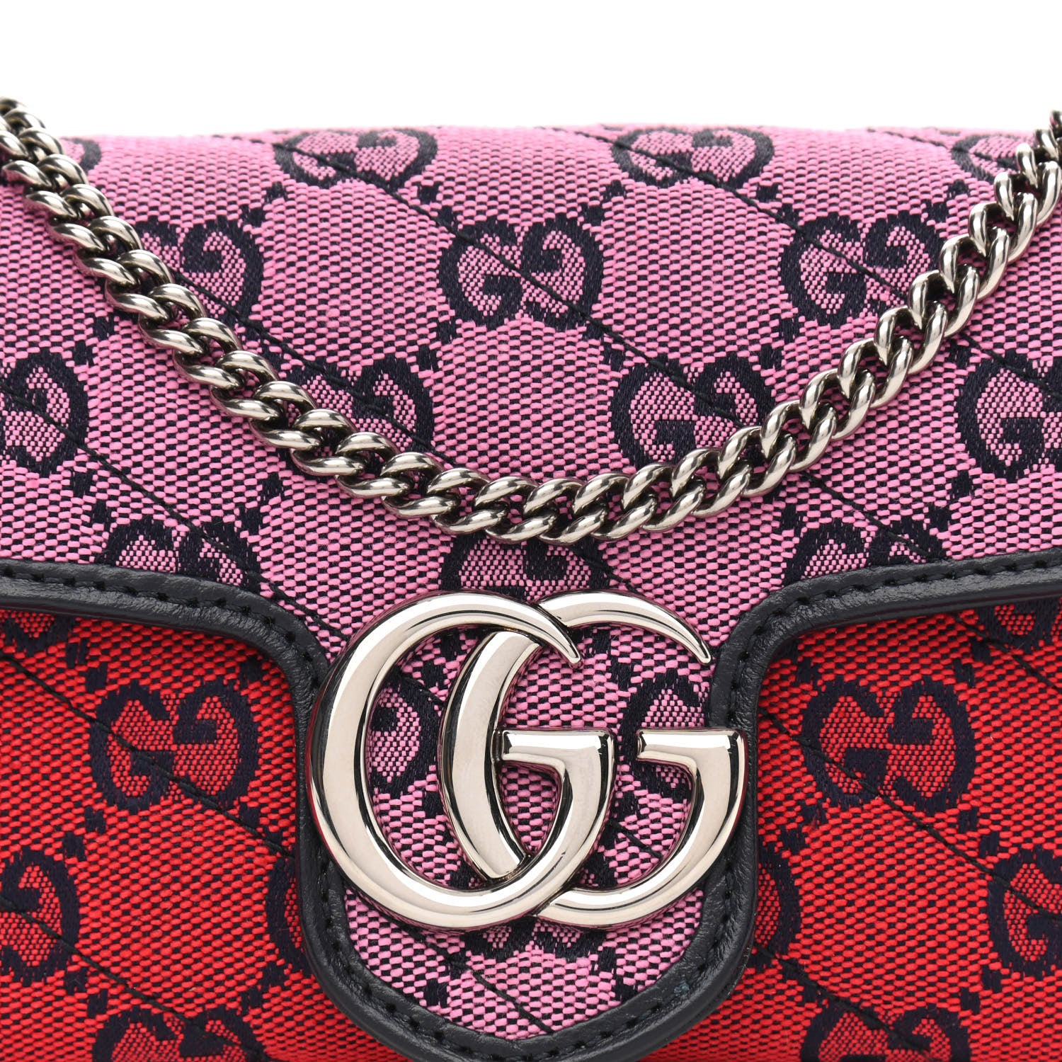 Gucci Monogram Multicolor Matelasse Diagonal Super Mini GG Marmont Shoulder Bag Pink Blue Red Yellow Green 8 of 10