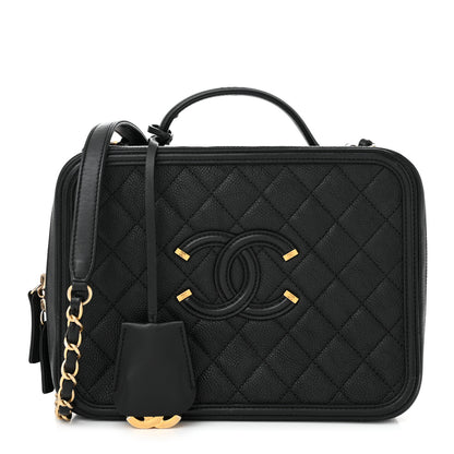 Chanel Caviar Quilted Large CC Filigree Vanity Case Black 1 of 12