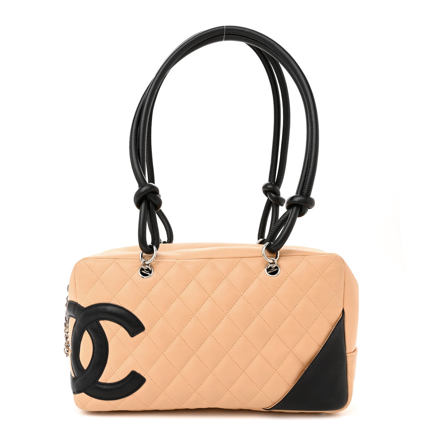 Calfskin Quilted Large Cambon Bowler Beige Black