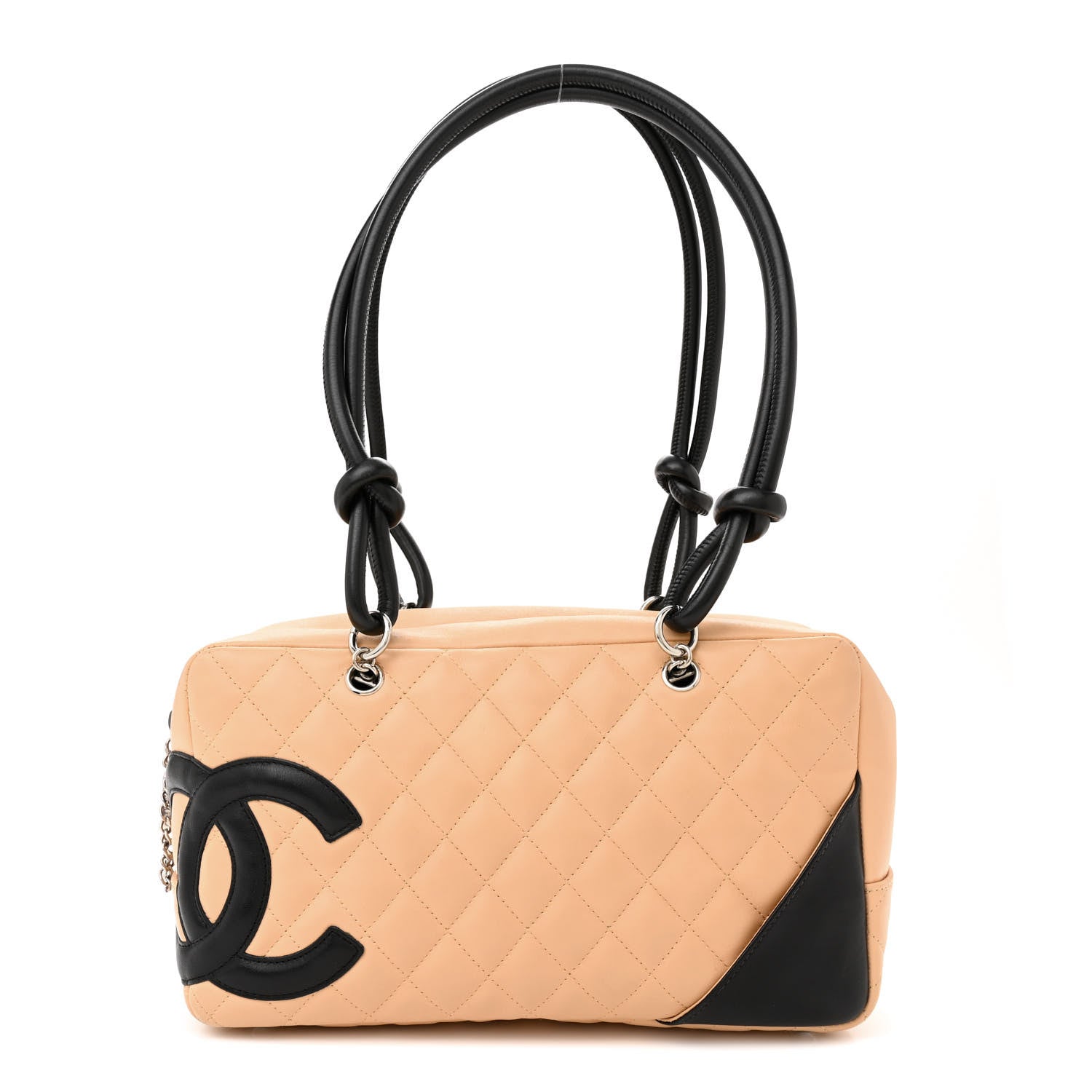 Chanel Calfskin Quilted Large Cambon Bowler Beige Black 1 of 10