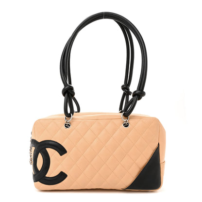 Chanel Calfskin Quilted Large Cambon Bowler Beige Black 1 of 10