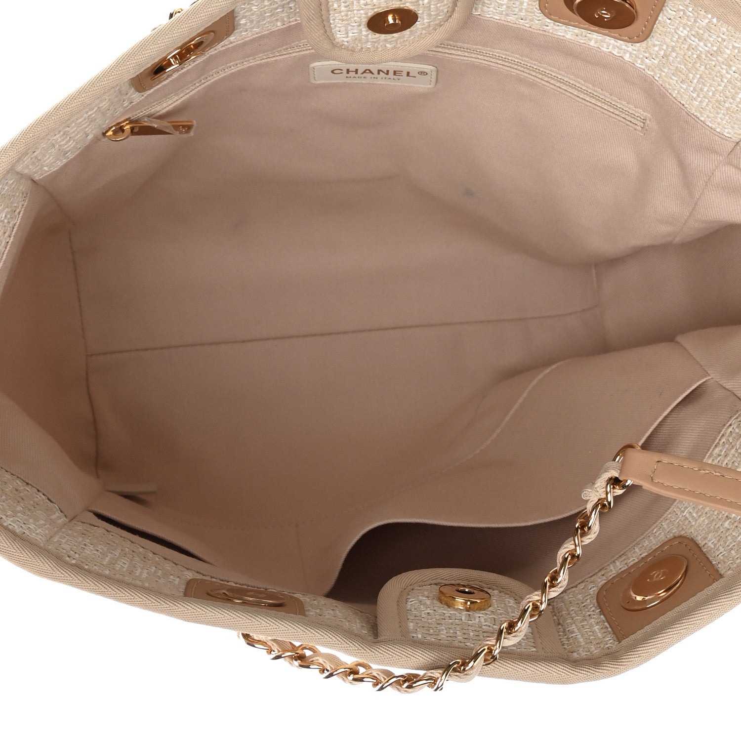 Chanel Canvas Small Deauville Tote Light Beige 5 of 10