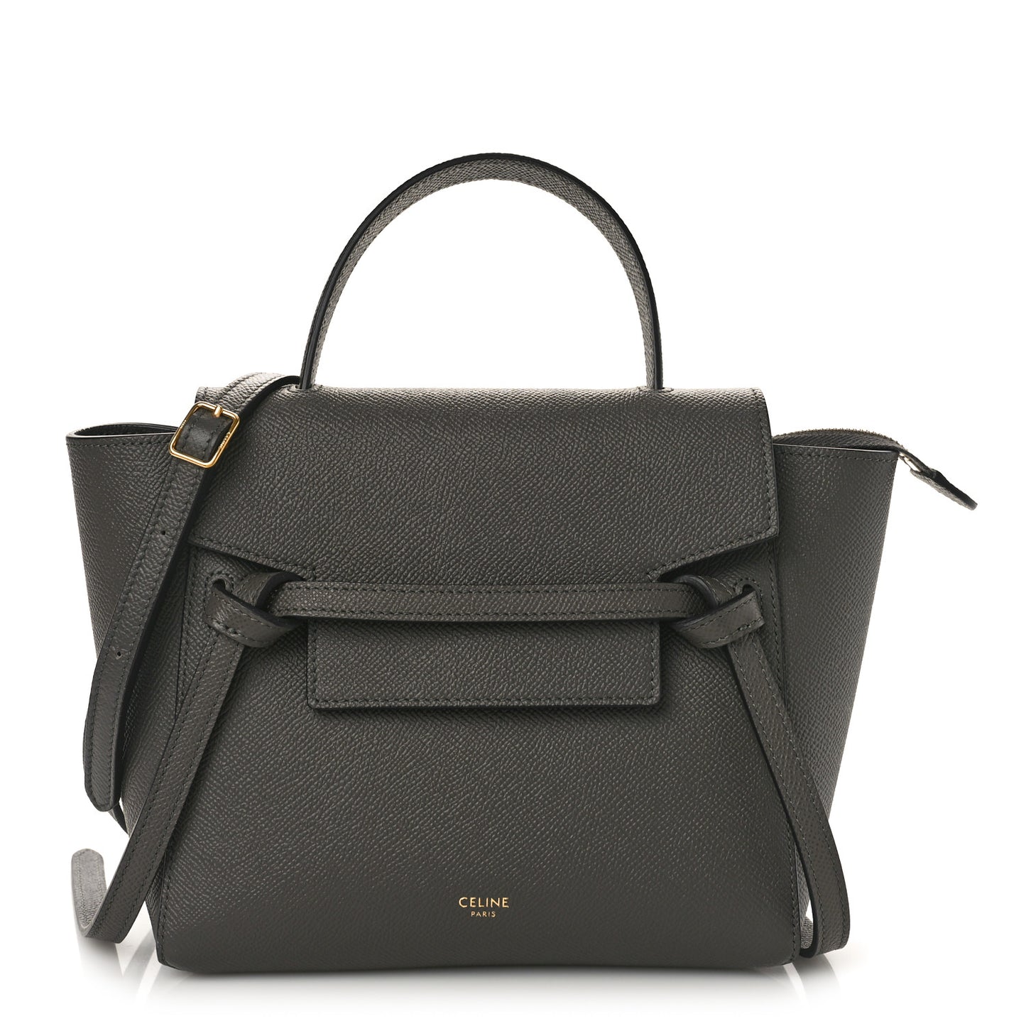 Grained Calfskin Nano Belt Bag Grey