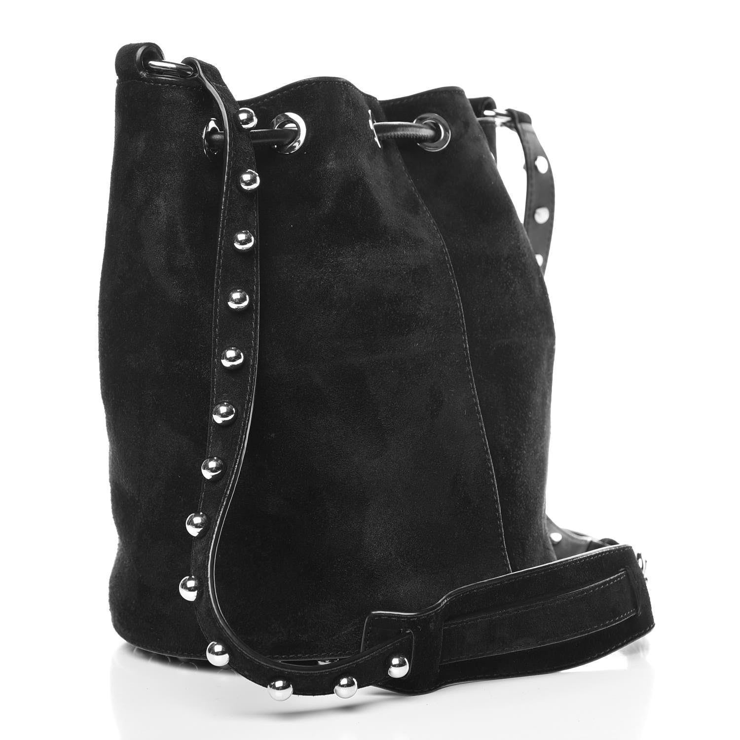 Alexander Wang Suede Studded Alpha Bucket Bag Black 3 of 11