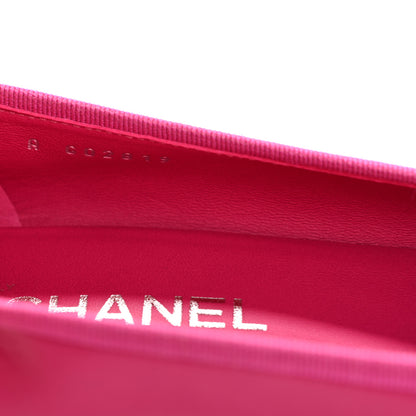 Chanel Calfskin Cap Toe CC Ballerina Flats 37.5 Fuchsia Black 9 of 10